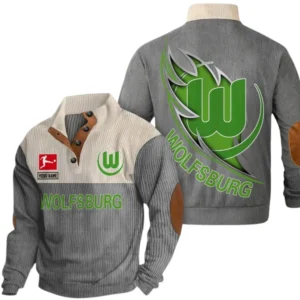 VfL Wolfsburg Sweatshirt Herren Stehkragen, Pullover Herren Sweatshirt mit Namen BDE106072925900 - Grau