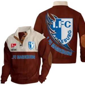 1. FC Magdeburg Sweatshirt Herren Stehkragen, Pullover Herren Sweatshirt mit Namen BDE106072925916 - Dunkelrot