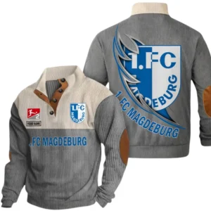 1. FC Magdeburg Sweatshirt Herren Stehkragen, Pullover Herren Sweatshirt mit Namen BDE106072925916 - Grau