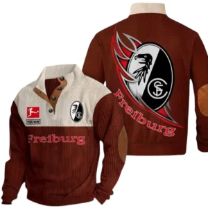 SC Freiburg Sweatshirt Herren Stehkragen, Pullover Herren Sweatshirt mit Namen BDE106072925919 - Dunkelrot