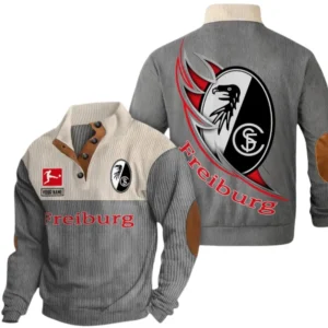 SC Freiburg Sweatshirt Herren Stehkragen, Pullover Herren Sweatshirt mit Namen BDE106072925919 - Grau