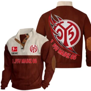 1. FSV Mainz 05 Sweatshirt Herren Stehkragen, Pullover Herren Sweatshirt mit Namen BDE106072925942 - Dunkelrot