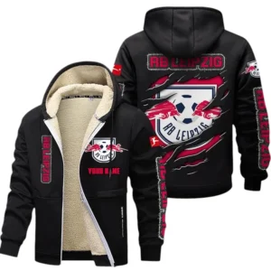RB Leipzig Dicke Fleecejacke Herren, Fleecemantel mit Allover-Print BDE89070125562 - Schwarz