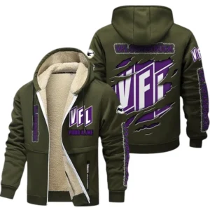 VfL Osnabruck Dicke Fleecejacke Herren, Fleecemantel mit Allover-Print BDE89070125564 - Olivgrün