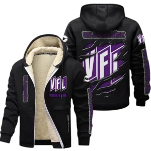 VfL Osnabruck Dicke Fleecejacke Herren, Fleecemantel mit Allover-Print BDE89070125564 - Schwarz