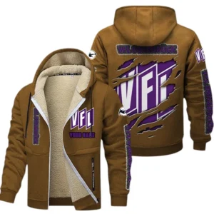 VfL Osnabruck Dicke Fleecejacke Herren, Fleecemantel mit Allover-Print BDE89070125564 - Braun