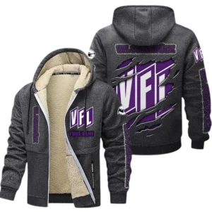 VfL Osnabruck Dicke Fleecejacke Herren, Fleecemantel mit Allover-Print BDE89070125564 - Dunkelgrau