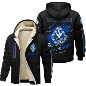 Waldhof Mannheim Dicke Fleecejacke Herren, Fleecemantel mit Allover-Print BDE89070125565 - Schwarz