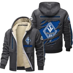 Waldhof Mannheim Dicke Fleecejacke Herren, Fleecemantel mit Allover-Print BDE89070125565 - Dunkelgrau