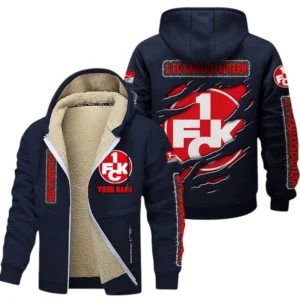 1. FC Kaiserslautern Dicke Fleecejacke Herren, Fleecemantel mit Allover-Print BDE89070125572 - Marineblau