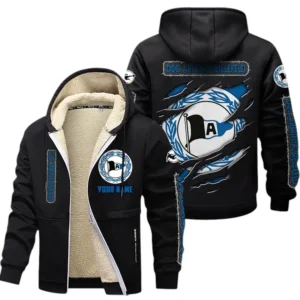 Arminia Bielefeld Dicke Fleecejacke Herren, Fleecemantel mit Allover-Print BDE89070125573 - Schwarz