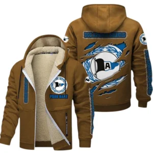 Arminia Bielefeld Dicke Fleecejacke Herren, Fleecemantel mit Allover-Print BDE89070125573 - Braun