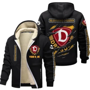Dynamo Dresden Dicke Fleecejacke Herren, Fleecemantel mit Allover-Print BDE89070125575 - Schwarz
