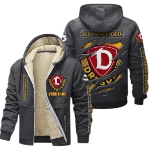 Dynamo Dresden Dicke Fleecejacke Herren, Fleecemantel mit Allover-Print BDE89070125575 - Dunkelgrau