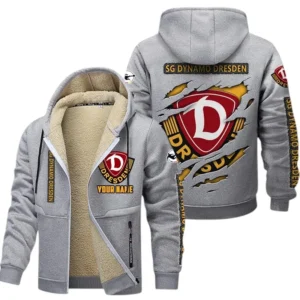 Dynamo Dresden Dicke Fleecejacke Herren, Fleecemantel mit Allover-Print BDE89070125575 - Hellgrau