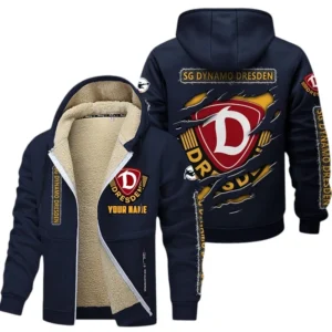 Dynamo Dresden Dicke Fleecejacke Herren, Fleecemantel mit Allover-Print BDE89070125575 - Marineblau