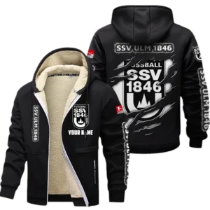 SSV Ulm 1846 Fussball Dicke Fleecejacke Herren, Fleecemantel mit Allover-Print BDE89070125579 - Schwarz