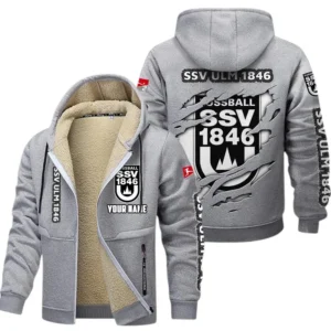 SSV Ulm 1846 Fussball Dicke Fleecejacke Herren, Fleecemantel mit Allover-Print BDE89070125579 - Hellgrau