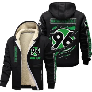 Hannover 96 II Dicke Fleecejacke Herren, Fleecemantel mit Allover-Print BDE89070125584 - Schwarz