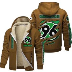 Hannover 96 II Dicke Fleecejacke Herren, Fleecemantel mit Allover-Print BDE89070125584 - Braun