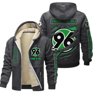 Hannover 96 II Dicke Fleecejacke Herren, Fleecemantel mit Allover-Print BDE89070125584 - Dunkelgrau