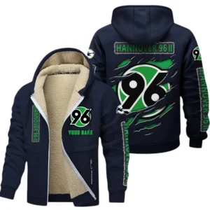 Hannover 96 II Dicke Fleecejacke Herren, Fleecemantel mit Allover-Print BDE89070125584 - Marineblau