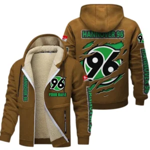 Hannover 96 Dicke Fleecejacke Herren, Fleecemantel mit Allover-Print BDE89070125585 - Braun