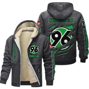 Hannover 96 Dicke Fleecejacke Herren, Fleecemantel mit Allover-Print BDE89070125585 - Dunkelgrau
