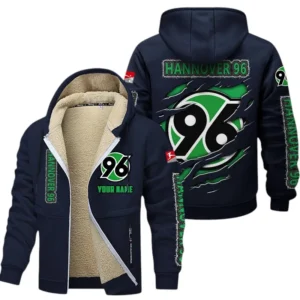 Hannover 96 Dicke Fleecejacke Herren, Fleecemantel mit Allover-Print BDE89070125585 - Marineblau