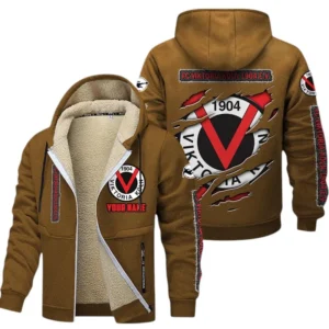 Viktoria Koln Dicke Fleecejacke Herren, Fleecemantel mit Allover-Print BDE89070125587 - Braun