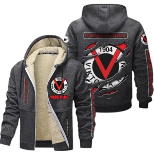 Viktoria Koln Dicke Fleecejacke Herren, Fleecemantel mit Allover-Print BDE89070125587 - Dunkelgrau