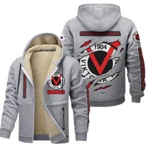 Viktoria Koln Dicke Fleecejacke Herren, Fleecemantel mit Allover-Print BDE89070125587 - Hellgrau