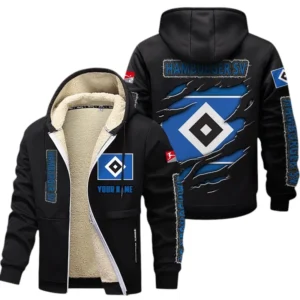 Hamburger SV Dicke Fleecejacke Herren, Fleecemantel mit Allover-Print BDE89070125589 - Schwarz