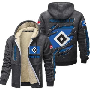 Hamburger SV Dicke Fleecejacke Herren, Fleecemantel mit Allover-Print BDE89070125589 - Dunkelgrau