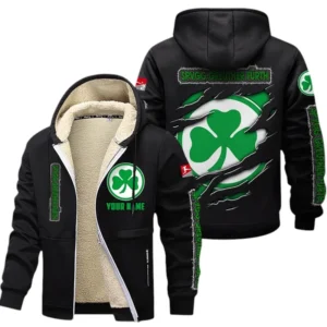 SpVgg Greuther Furth Dicke Fleecejacke Herren, Fleecemantel mit Allover-Print BDE89070125592 - Schwarz