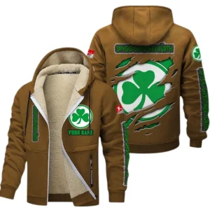 SpVgg Greuther Furth Dicke Fleecejacke Herren, Fleecemantel mit Allover-Print BDE89070125592 - Braun