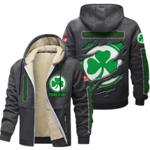 SpVgg Greuther Furth Dicke Fleecejacke Herren, Fleecemantel mit Allover-Print BDE89070125592 - Dunkelgrau