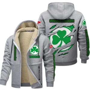 SpVgg Greuther Furth Dicke Fleecejacke Herren, Fleecemantel mit Allover-Print BDE89070125592 - Hellgrau