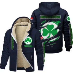 SpVgg Greuther Furth Dicke Fleecejacke Herren, Fleecemantel mit Allover-Print BDE89070125592 - Marineblau