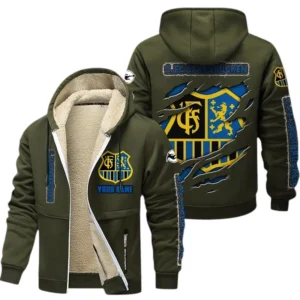 FC Saarbrucken Dicke Fleecejacke Herren, Fleecemantel mit Allover-Print BDE89070125594 - Olivgrün