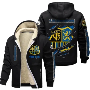 FC Saarbrucken Dicke Fleecejacke Herren, Fleecemantel mit Allover-Print BDE89070125594 - Schwarz