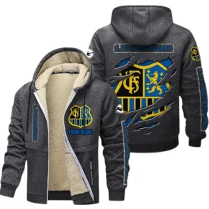 FC Saarbrucken Dicke Fleecejacke Herren, Fleecemantel mit Allover-Print BDE89070125594 - Dunkelgrau