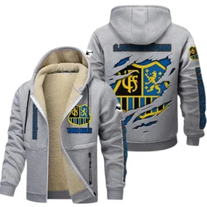 FC Saarbrucken Dicke Fleecejacke Herren, Fleecemantel mit Allover-Print BDE89070125594 - Hellgrau
