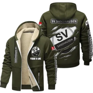 SV Sandhausen Dicke Fleecejacke Herren, Fleecemantel mit Allover-Print BDE89070125601 - Olivgrün