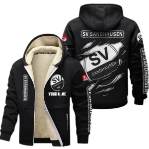SV Sandhausen Dicke Fleecejacke Herren, Fleecemantel mit Allover-Print BDE89070125601 - Schwarz