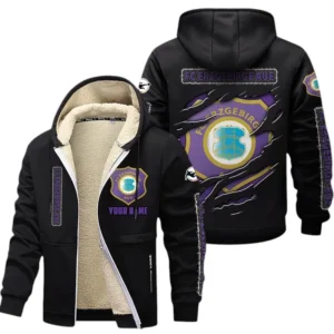 Erzgebirge Aue Dicke Fleecejacke Herren, Fleecemantel mit Allover-Print BDE89070125604 - Schwarz