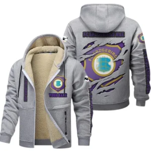 Erzgebirge Aue Dicke Fleecejacke Herren, Fleecemantel mit Allover-Print BDE89070125604 - Hellgrau