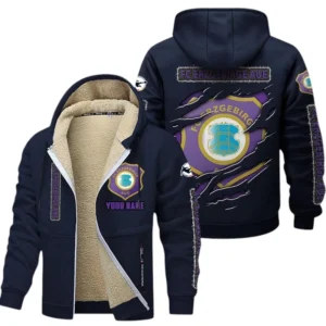 Erzgebirge Aue Dicke Fleecejacke Herren, Fleecemantel mit Allover-Print BDE89070125604 - Marineblau