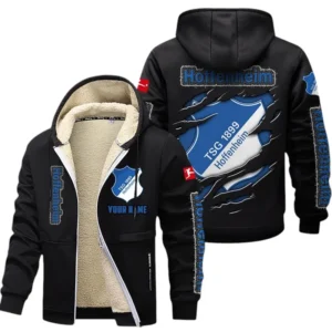 TSG Hoffenheim Dicke Fleecejacke Herren, Fleecemantel mit Allover-Print BDE89070125607 - Schwarz
