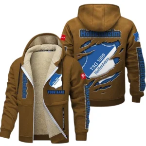TSG Hoffenheim Dicke Fleecejacke Herren, Fleecemantel mit Allover-Print BDE89070125607 - Braun